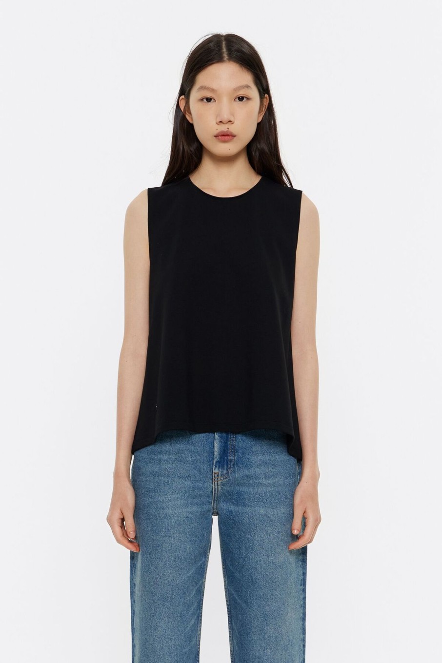 Camisetas | BIMBA Y LOLA Top Linea A Punto Roma Negro