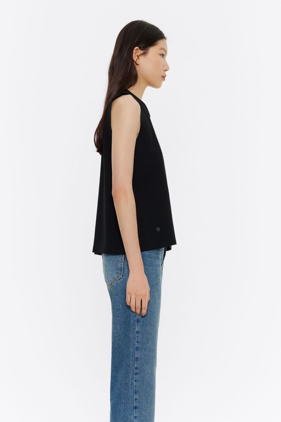 Camisetas | BIMBA Y LOLA Top Linea A Punto Roma Negro