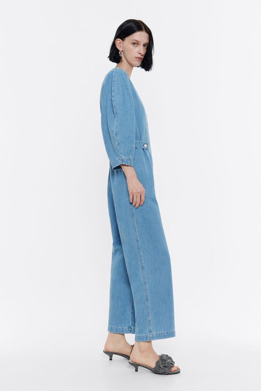 Denim | BIMBA Y LOLA Mono Denim Mangas Abullonadas Azul