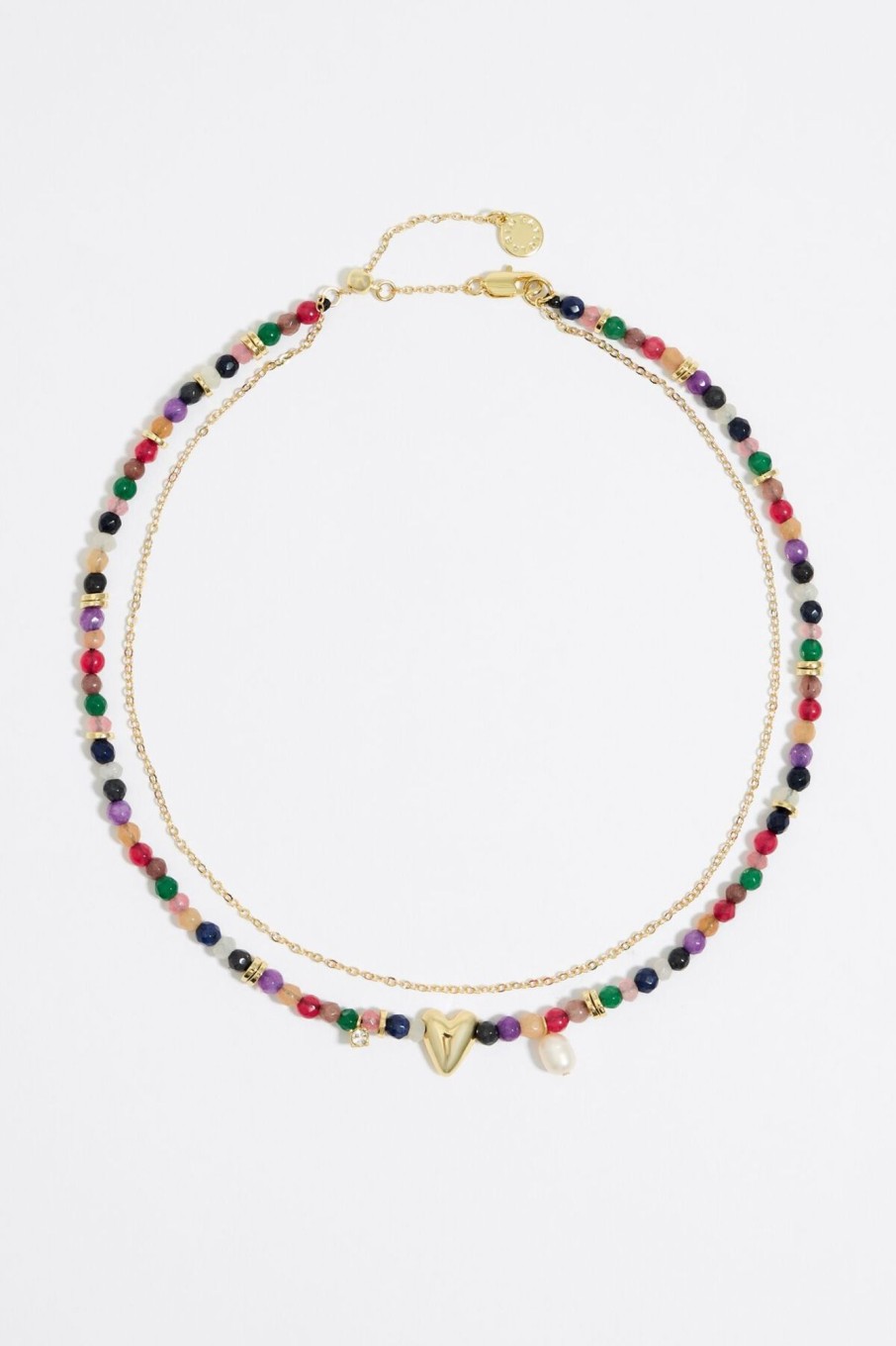 Collares | BIMBA Y LOLA Collar Piedras Y Corazon Dorado