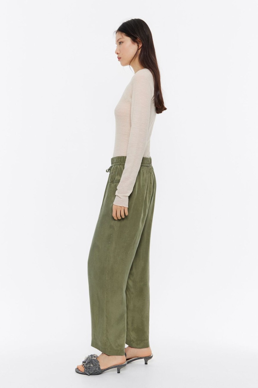 Pantalones | BIMBA Y LOLA Pantalon Jogger Tobillero Caqui Lavado