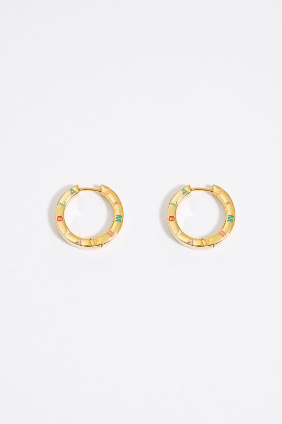 Pendientes | BIMBA Y LOLA Pendientes Aro Dorado Logo Multipastel