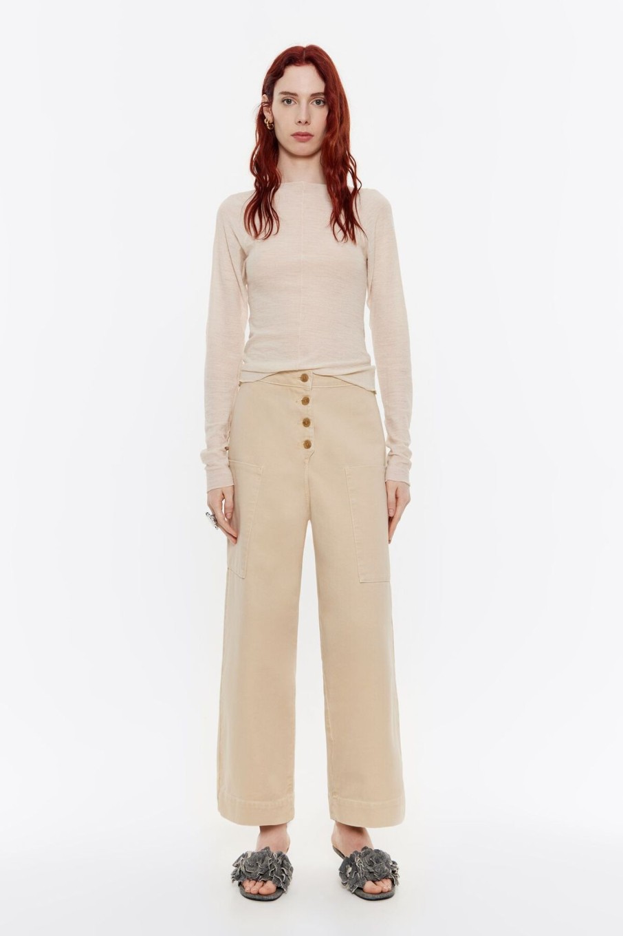 Denim | BIMBA Y LOLA Pantalon Recto Tobillero Beige