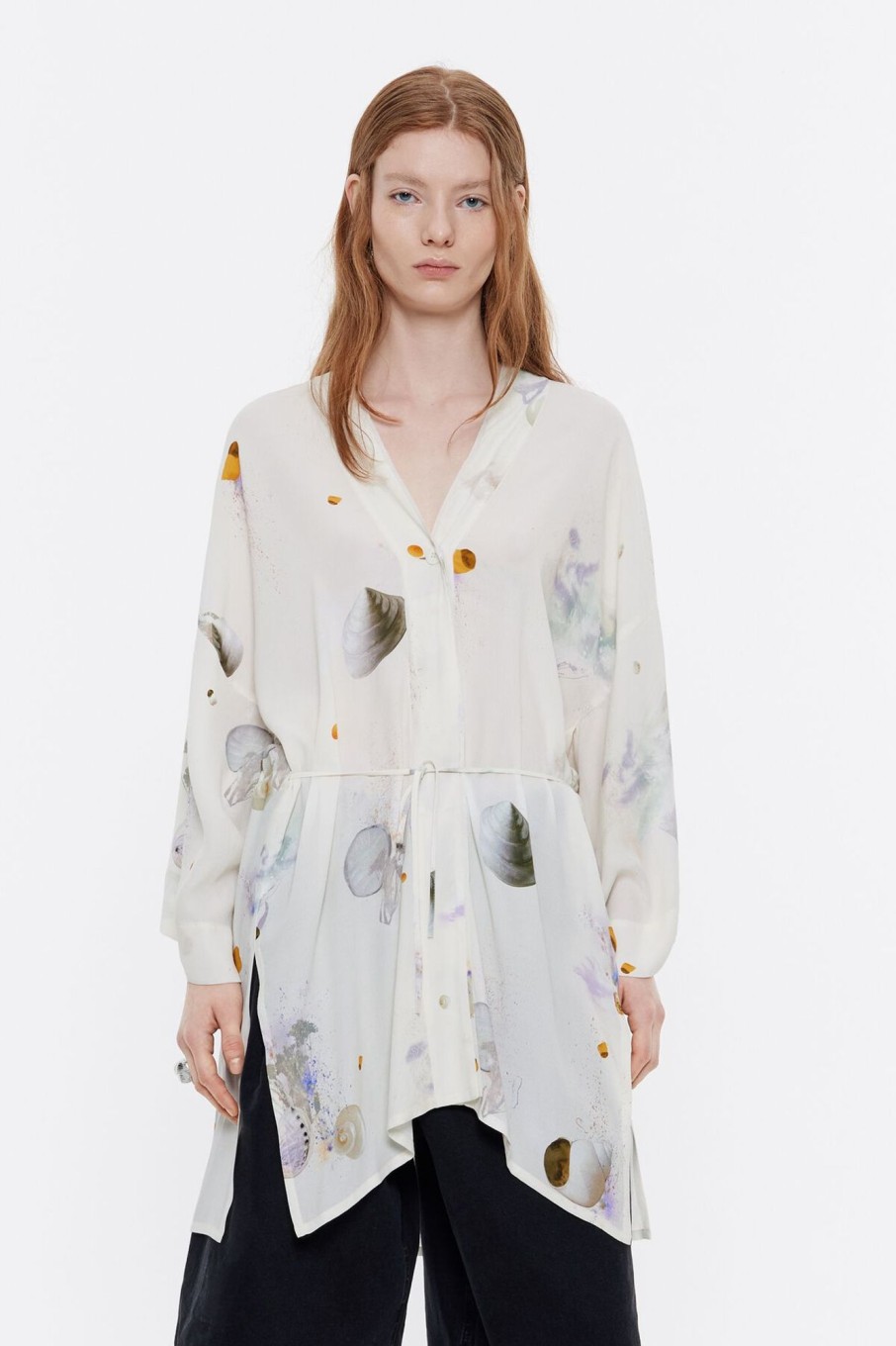 Camisas | BIMBA Y LOLA Camisa Kimono Waves Marfil