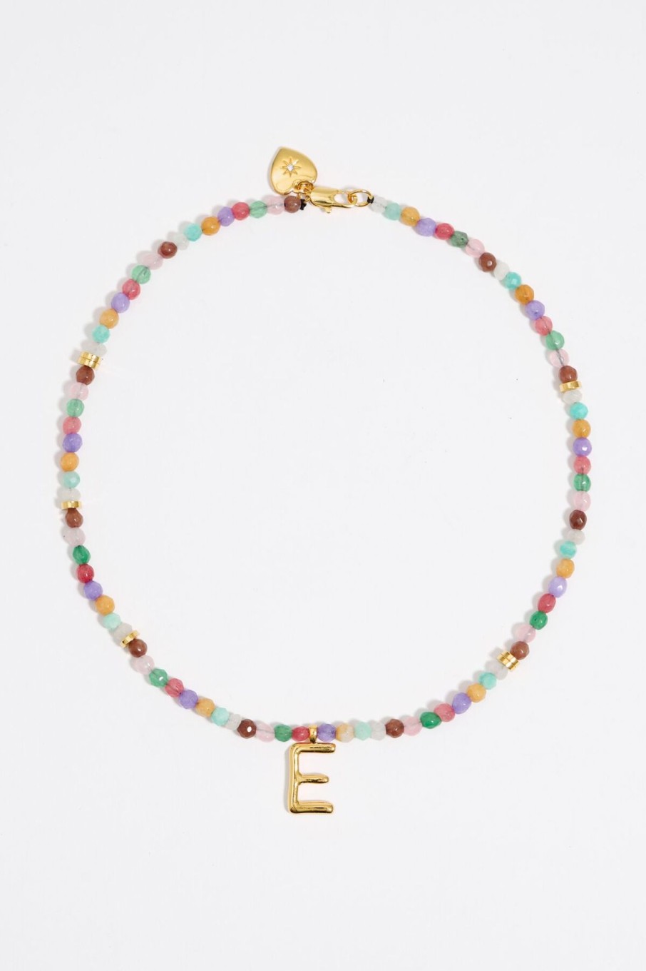 Abecedario | BIMBA Y LOLA Collar Letra E Piedras Multicolores