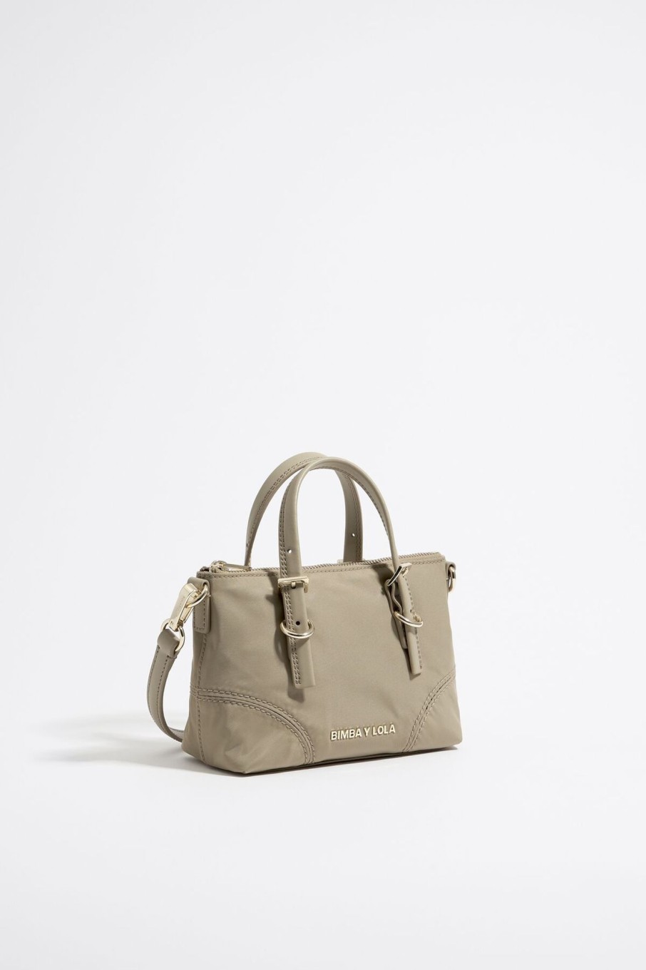 Bolsos Nylon | BIMBA Y LOLA Bolso Shopper Mini Nylon Caqui Claro