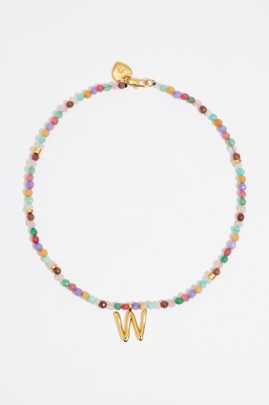 Abecedario | BIMBA Y LOLA Collar Letra W Piedras Multicolores