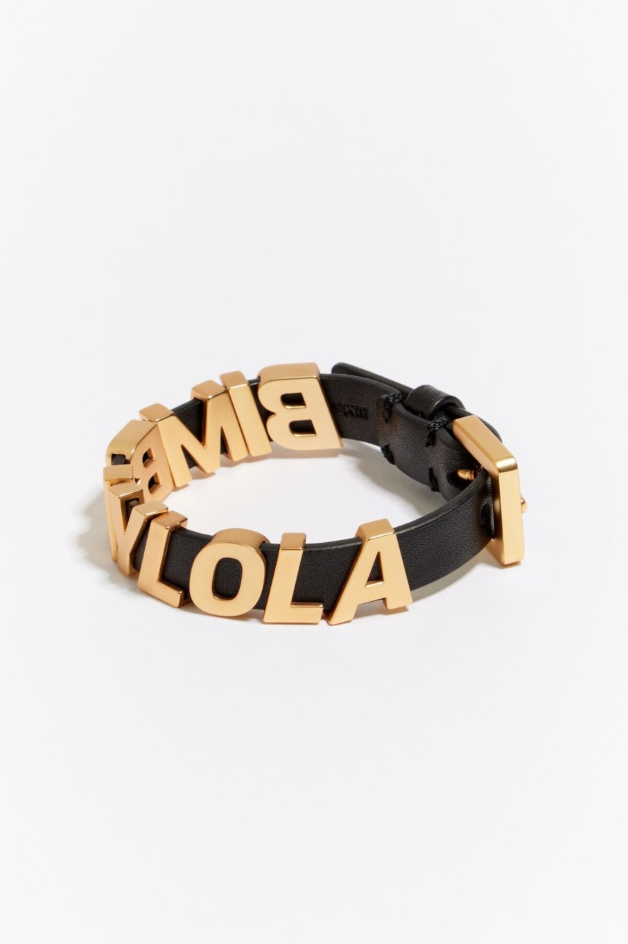 Pulseras | BIMBA Y LOLA Pulsera Letras Logo Piel Negra