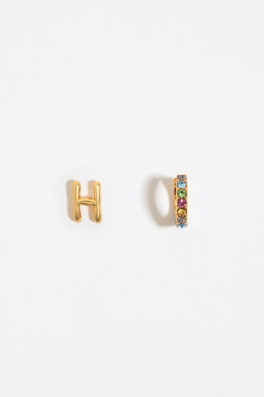 Abecedario | BIMBA Y LOLA Pendientes Letra H Y Aro Mini Cristales Multicolores