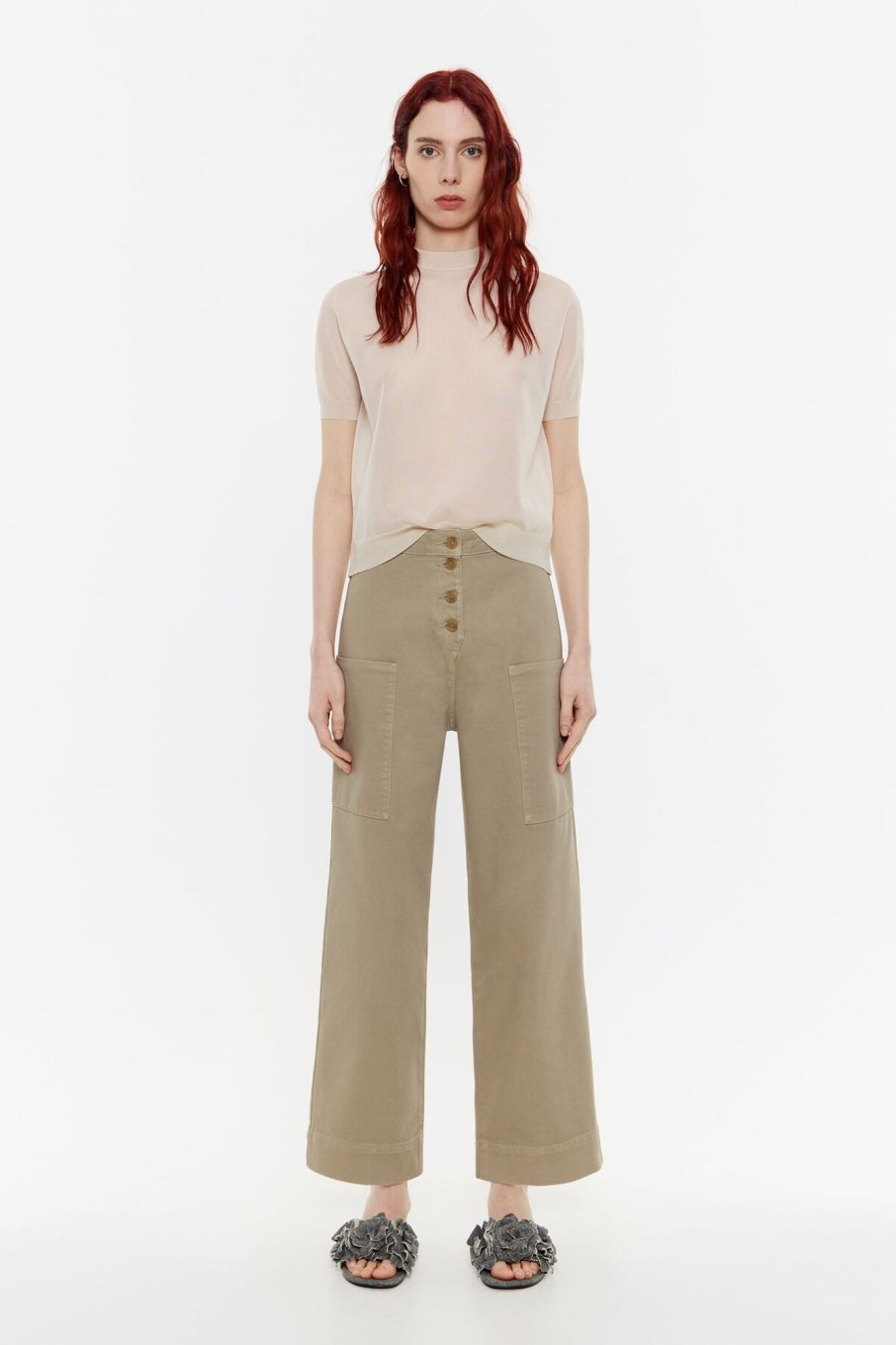 Pantalones | BIMBA Y LOLA Pantalon Recto Tobillero Caqui