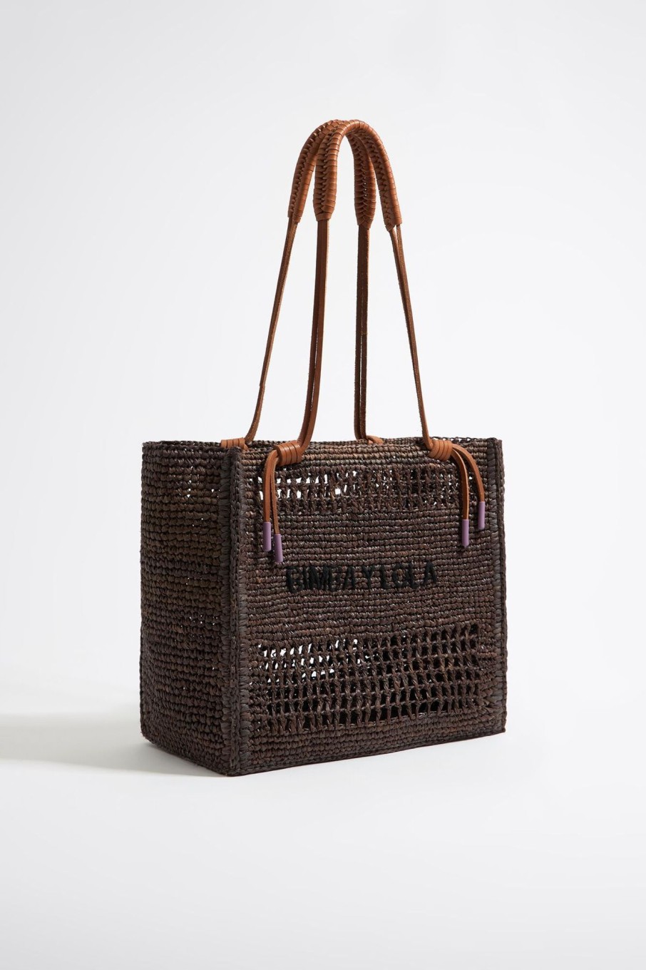 Bolsos De Hombro | BIMBA Y LOLA Bolso Tote Grande Rafia Chocolate