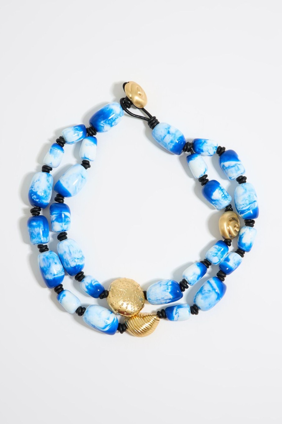 Bisuteria | BIMBA Y LOLA Collar Resinas Azules Estrella De Mar Dorado Mate