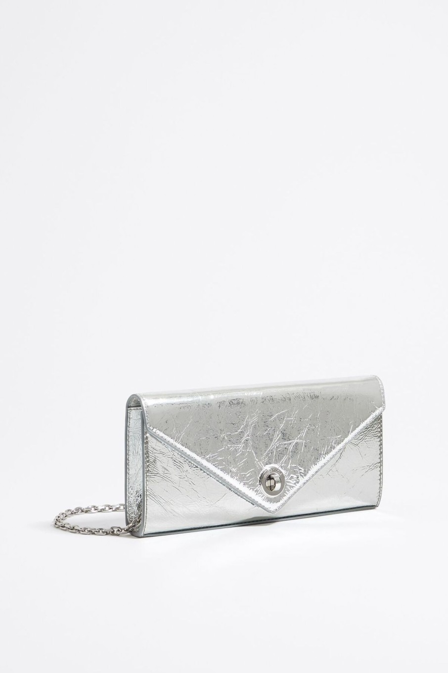 Piel | BIMBA Y LOLA Bolso Solapa Mini Piel Plata