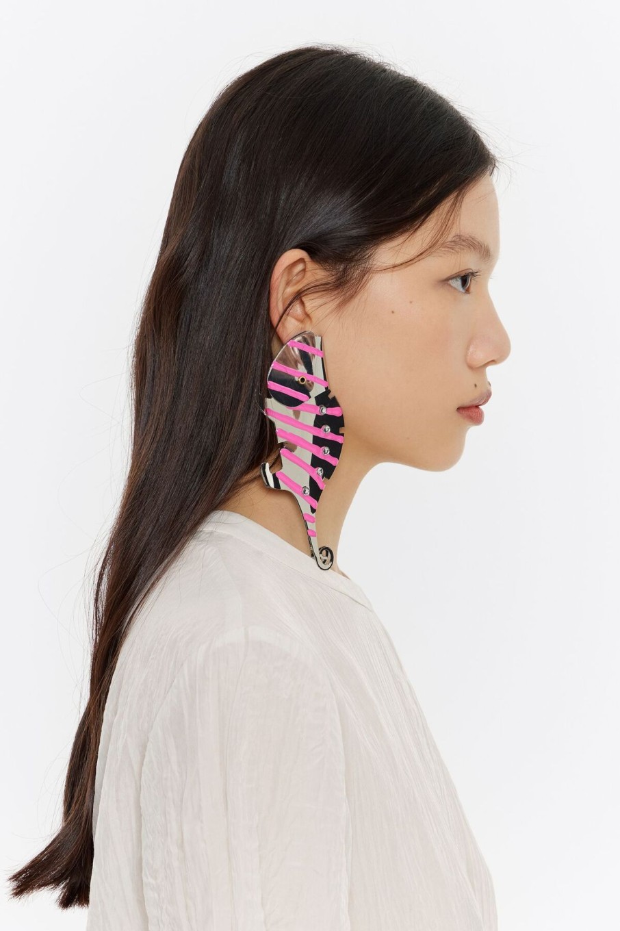 Pendientes | BIMBA Y LOLA Pendiente Camaleon Plateado Y Rosa