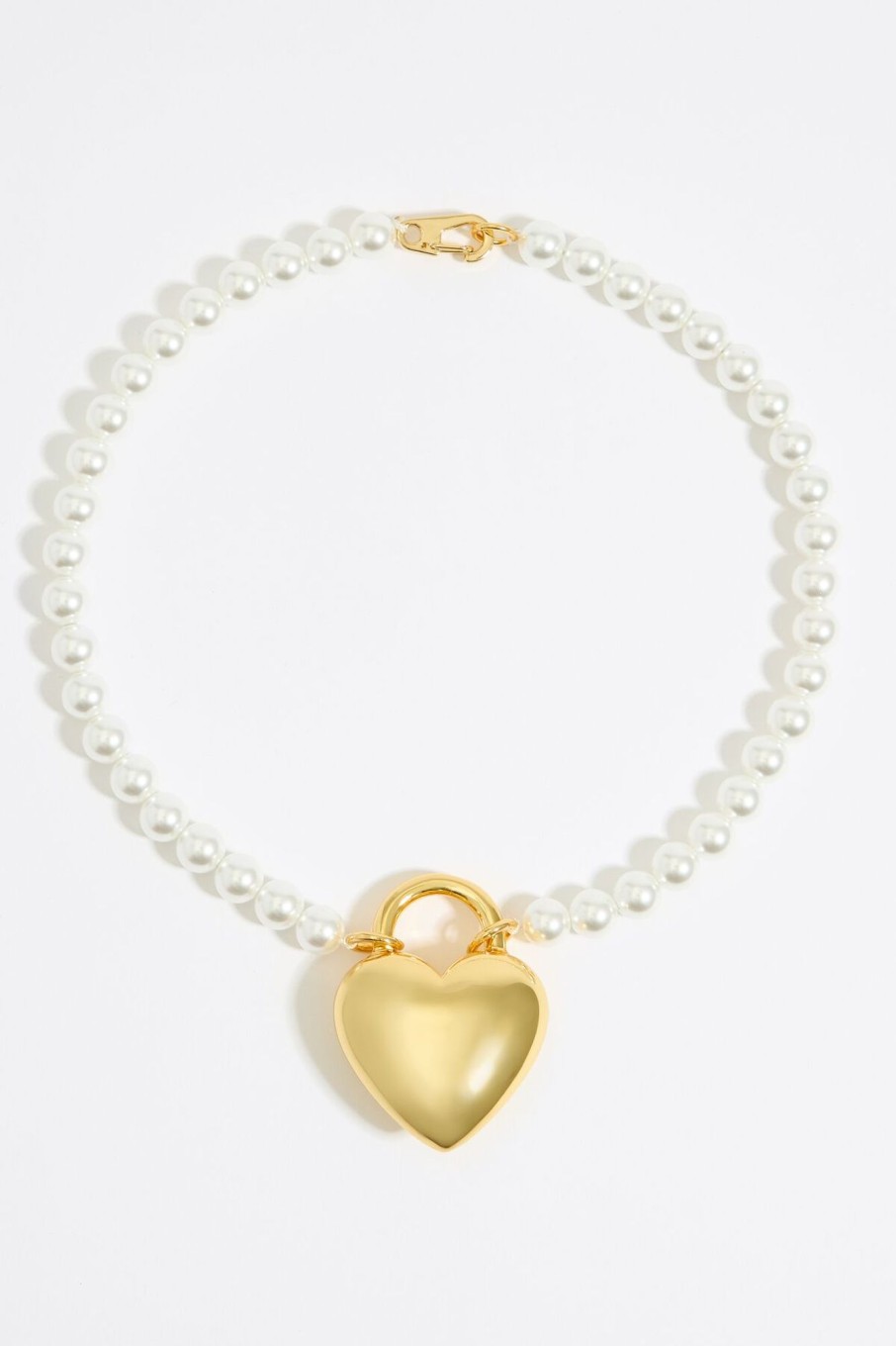 Collares | BIMBA Y LOLA Collar Perlas Corazon Metal Dorado