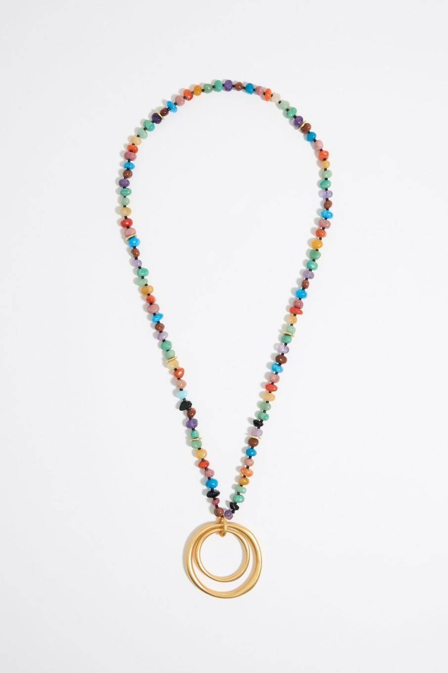 Collares | BIMBA Y LOLA Collar Piedras Multicolores Arandelas Dorado Mate