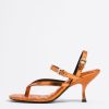 Sandalias | BIMBA Y LOLA Sandalia Tacon Tiras Piel Naranja