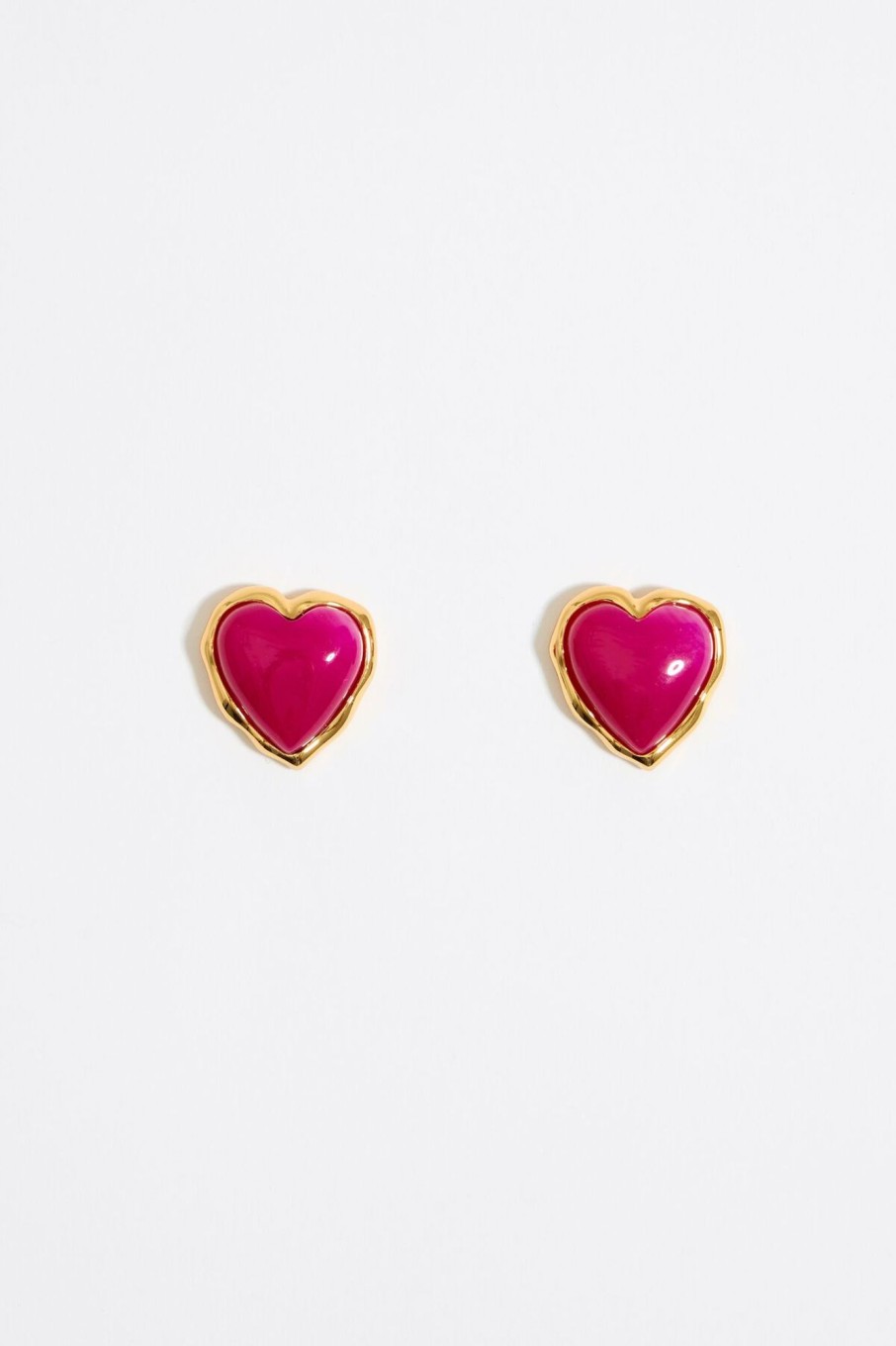 Pendientes | BIMBA Y LOLA Pendientes Corazon Piedra Fucsia