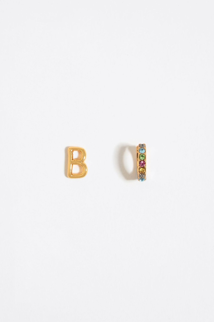 Abecedario | BIMBA Y LOLA Pendientes Letra B Y Aro Mini Cristales Multicolores