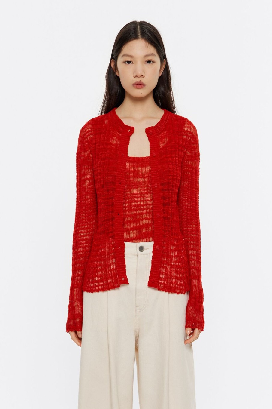 Punto | BIMBA Y LOLA Cardigan Ajustado Punto Rojo