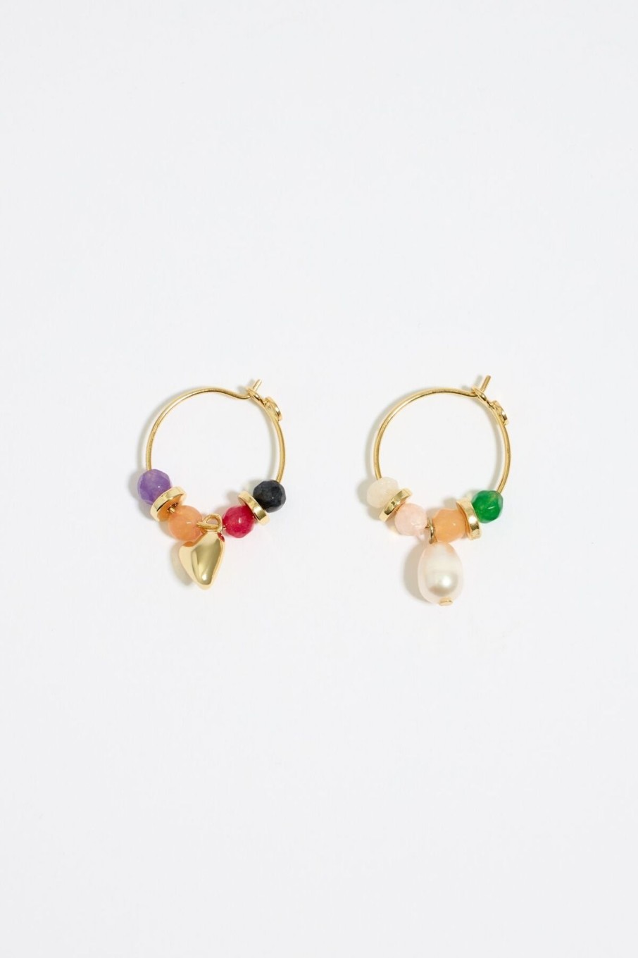 Pendientes | BIMBA Y LOLA Pendientes Aro Corazon Y Perla Multicolor