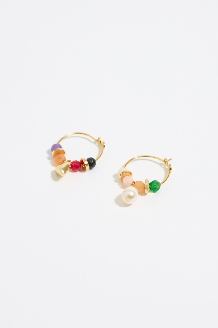 Pendientes | BIMBA Y LOLA Pendientes Aro Corazon Y Perla Multicolor