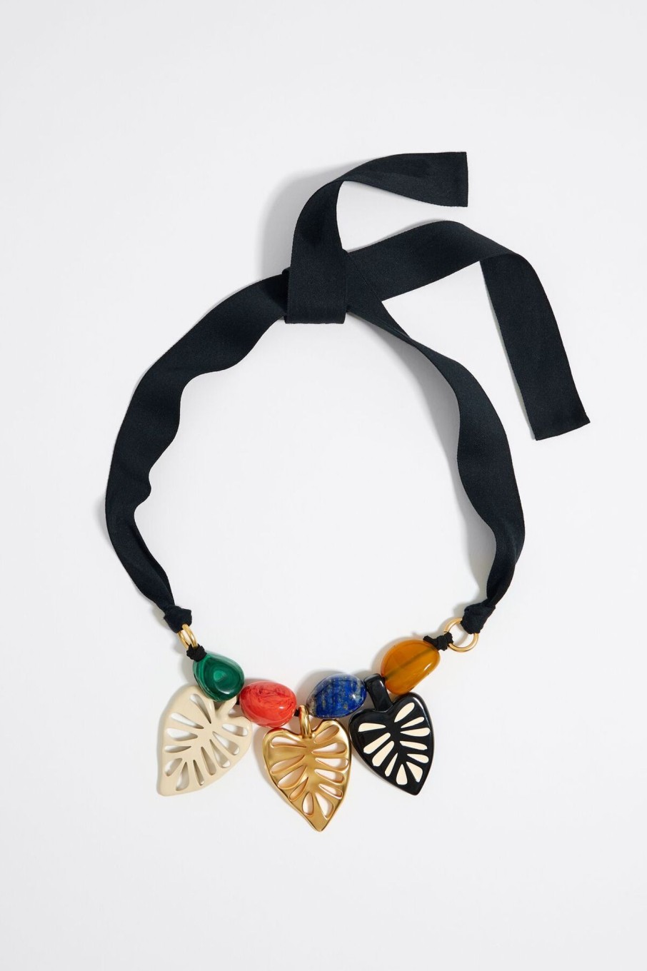 Collares | BIMBA Y LOLA Collar Piedras Hojas Dorado Mate