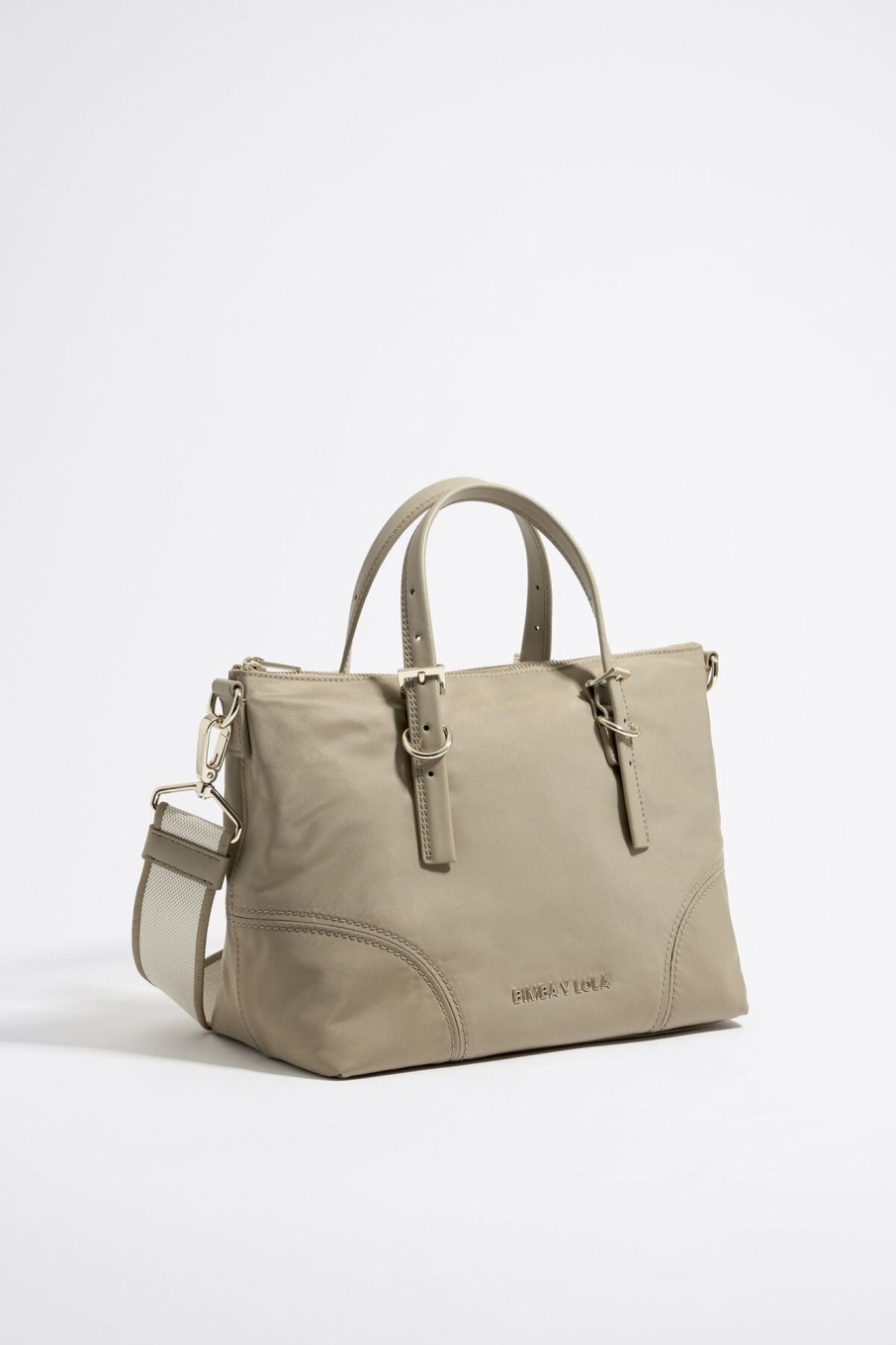 Bolsos Nylon | BIMBA Y LOLA Bolso Shopper Mediano Nylon Caqui Claro