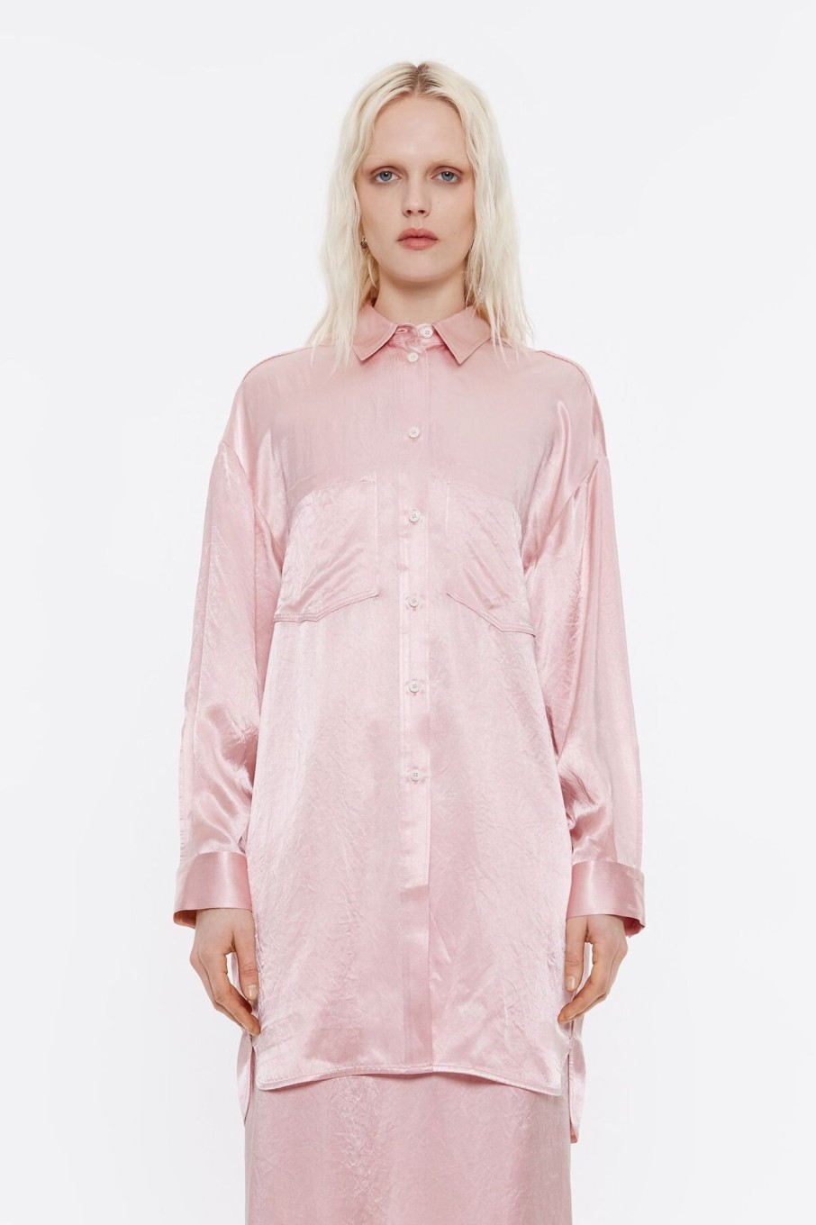 Camisas | BIMBA Y LOLA Camisa Oversize Saten Rosa