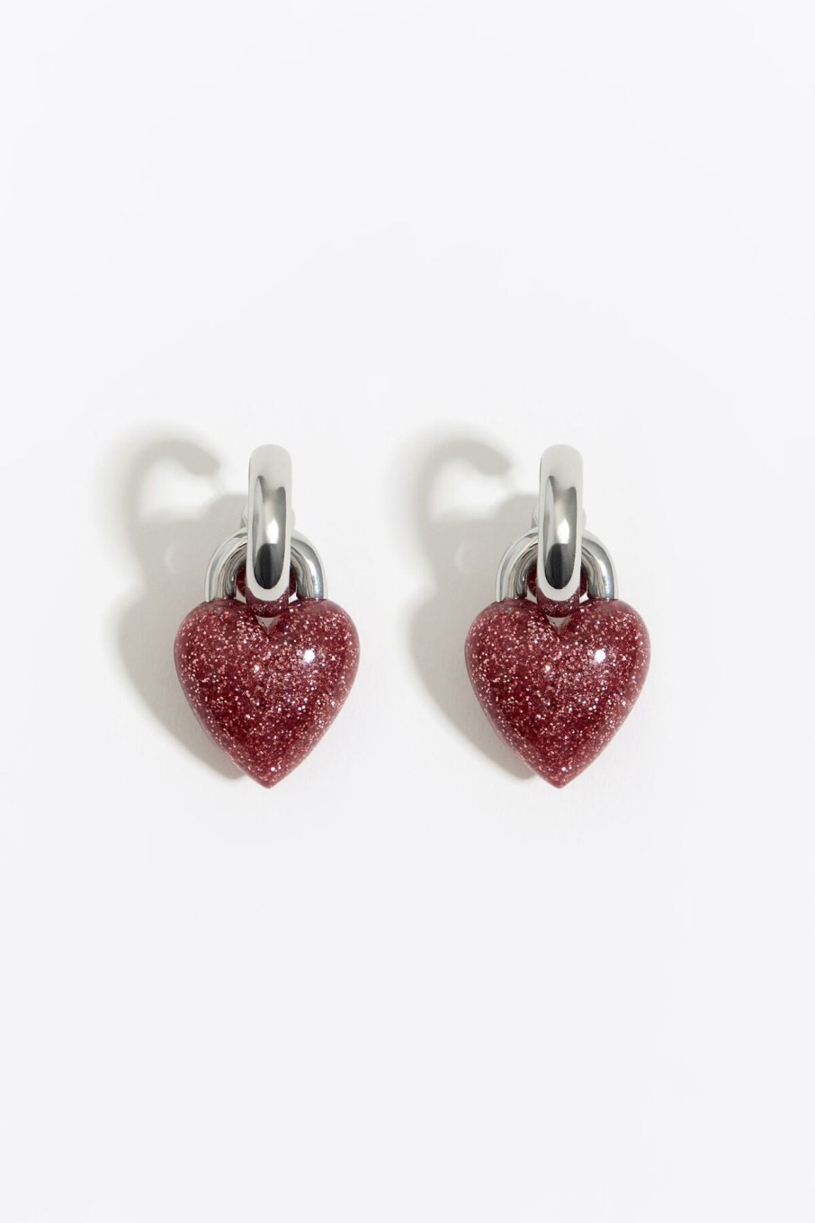 Pendientes | BIMBA Y LOLA Pendientes Aro Corazon Glitter Rosa