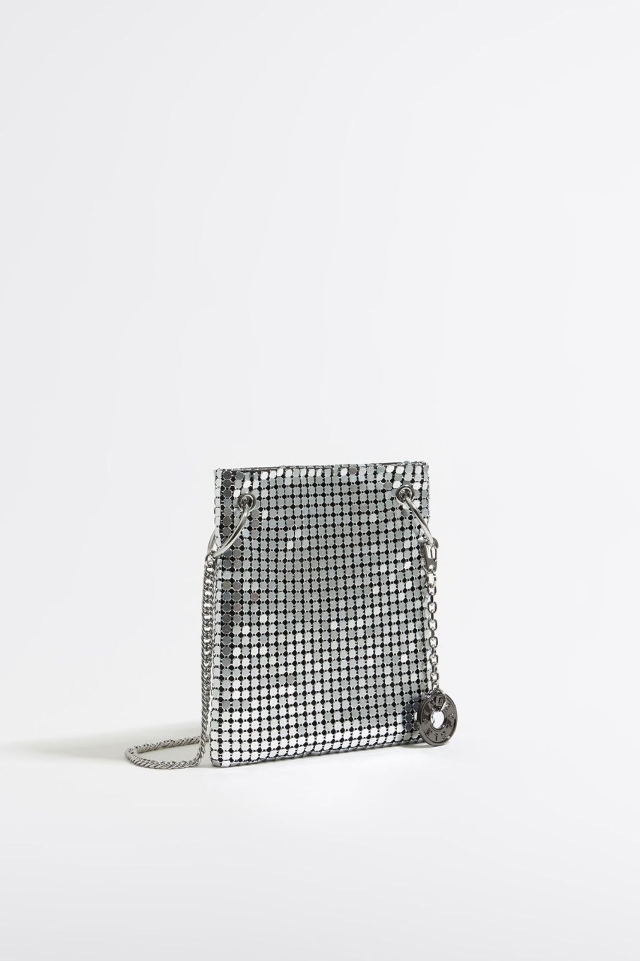 Minibolsos | BIMBA Y LOLA Bolso Plano Mini Malla Metalica Plata