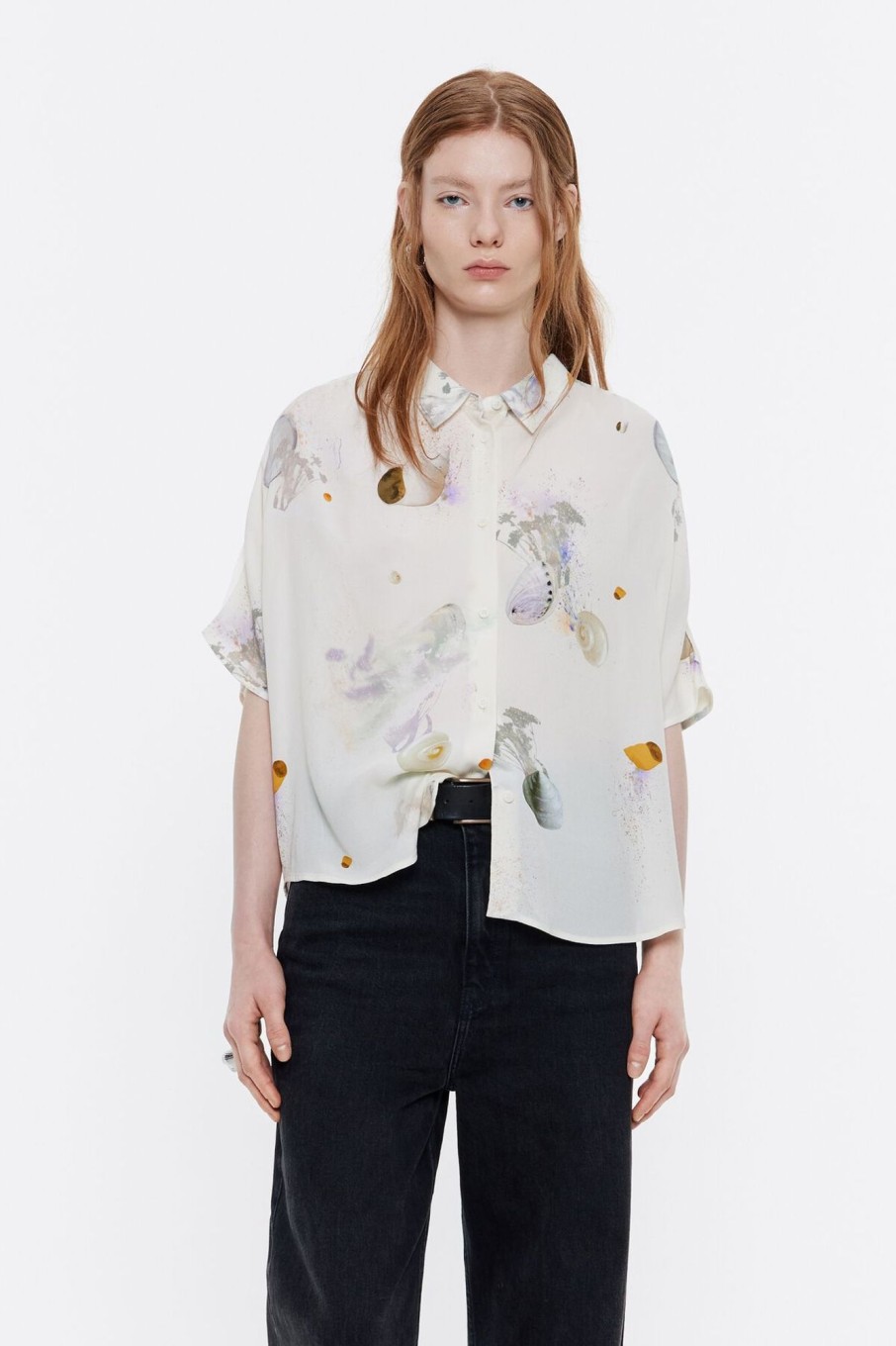 Camisas | BIMBA Y LOLA Camisa Capa Corta Waves Marfil