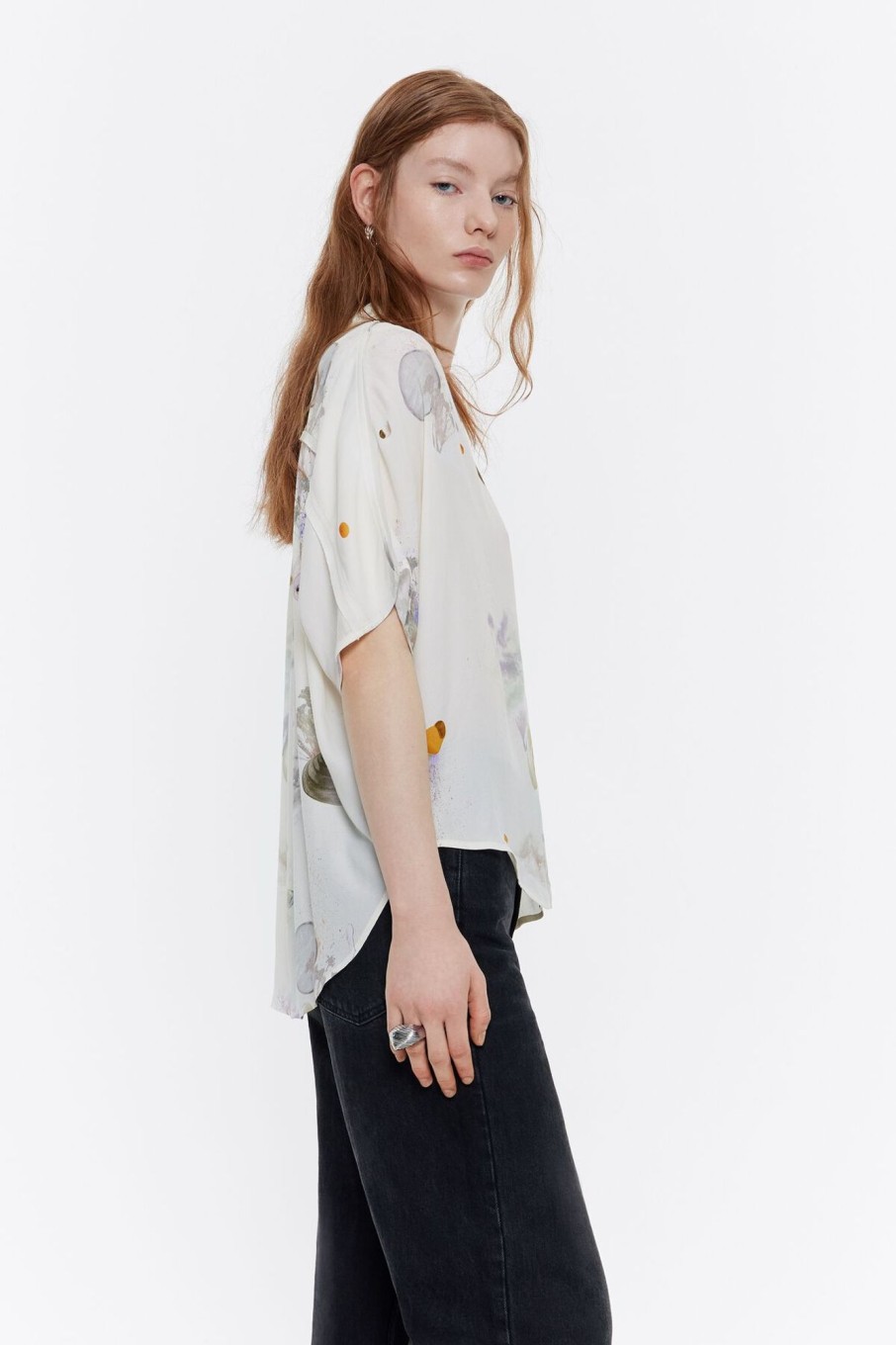 Camisas | BIMBA Y LOLA Camisa Capa Corta Waves Marfil