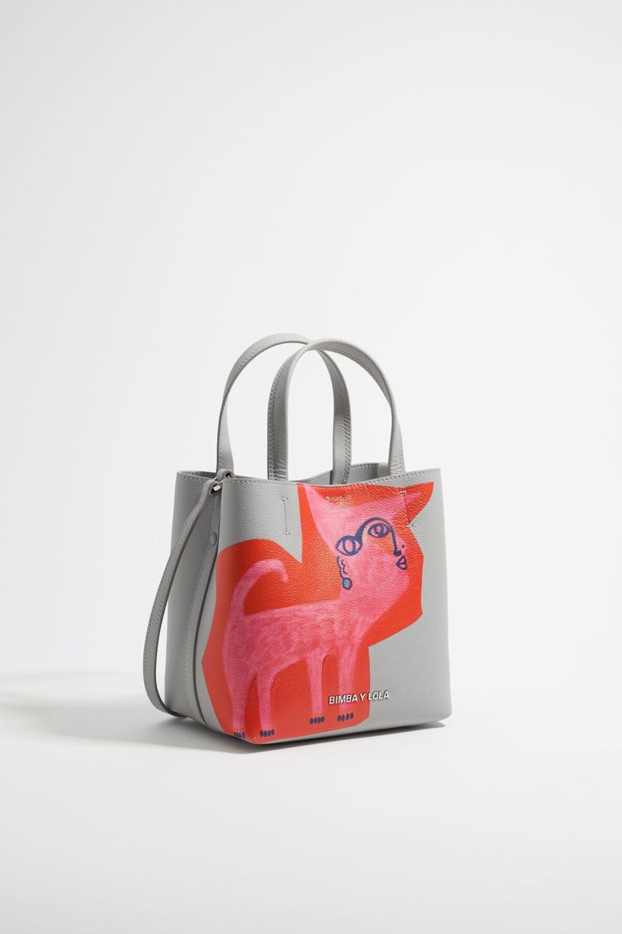 Bolso Chihuahua | BIMBA Y LOLA Bolso Chihuahua X Ana Leovy Pequeno Piel Gris Claro