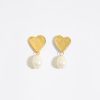 Pendientes | BIMBA Y LOLA Pendientes Corazones Dorados Y Perlas