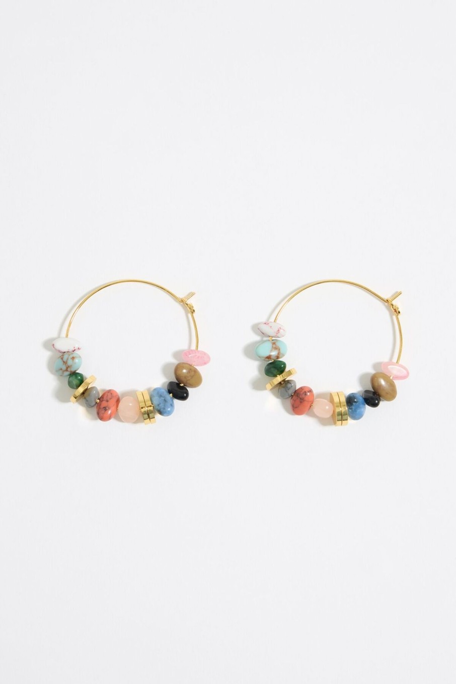 Pendientes | BIMBA Y LOLA Pendientes Aro Grande Piedras Multicolor