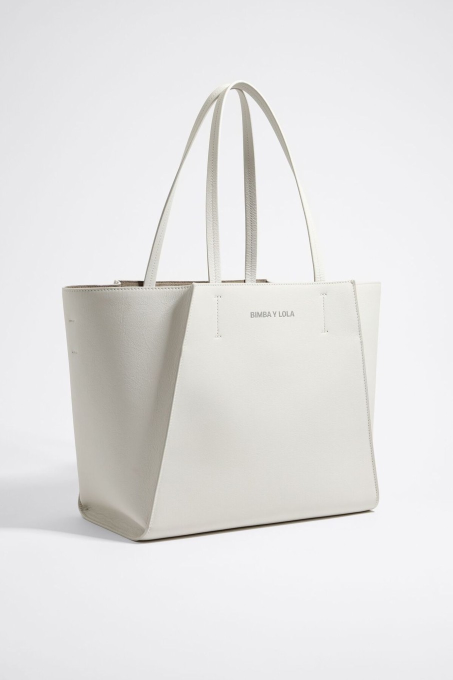 Bolsos Piel | BIMBA Y LOLA Bolso Shopper Grande Piel Blanco Roto