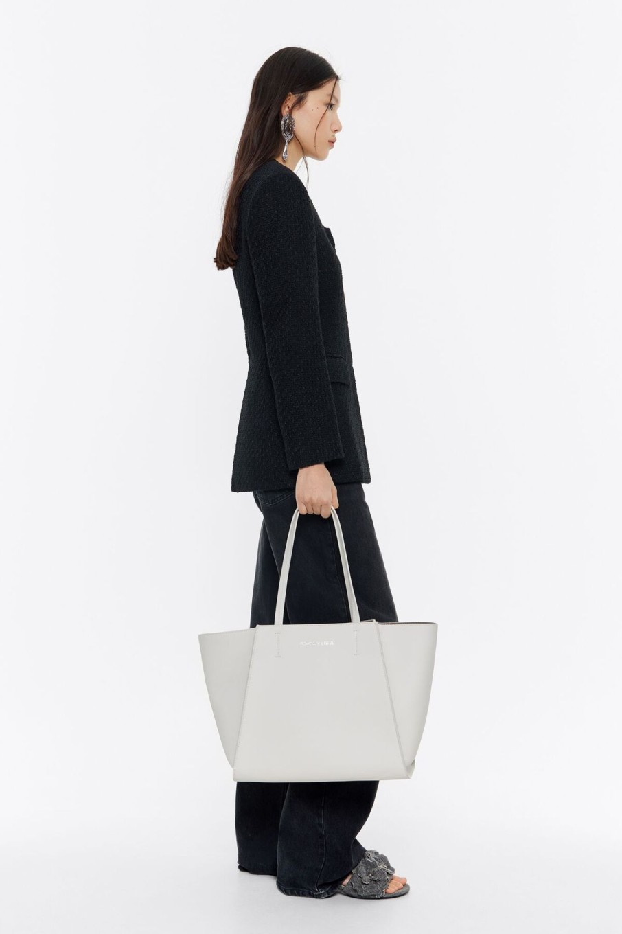 Bolsos Piel | BIMBA Y LOLA Bolso Shopper Grande Piel Blanco Roto