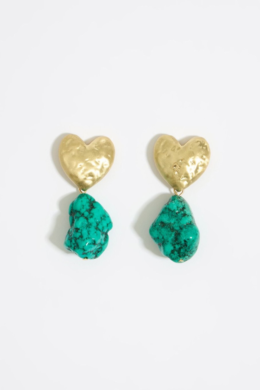 Pendientes | BIMBA Y LOLA Pendientes Corazon Y Piedra Turquesa