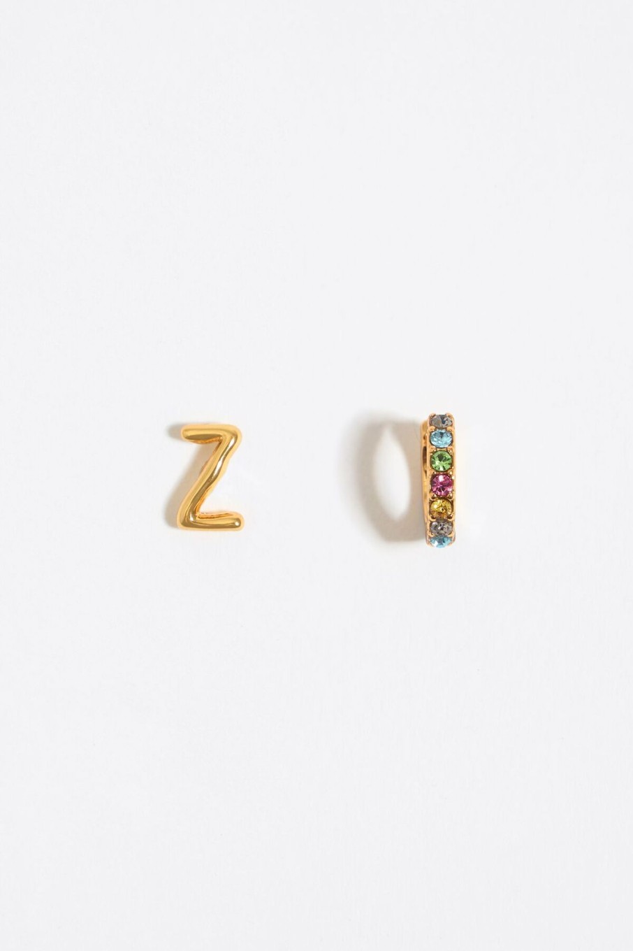 Abecedario | BIMBA Y LOLA Pendientes Letra Z Y Aro Mini Cristales Multicolores