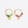 Abecedario | BIMBA Y LOLA Pendientes Letra F Piedras Multicolores