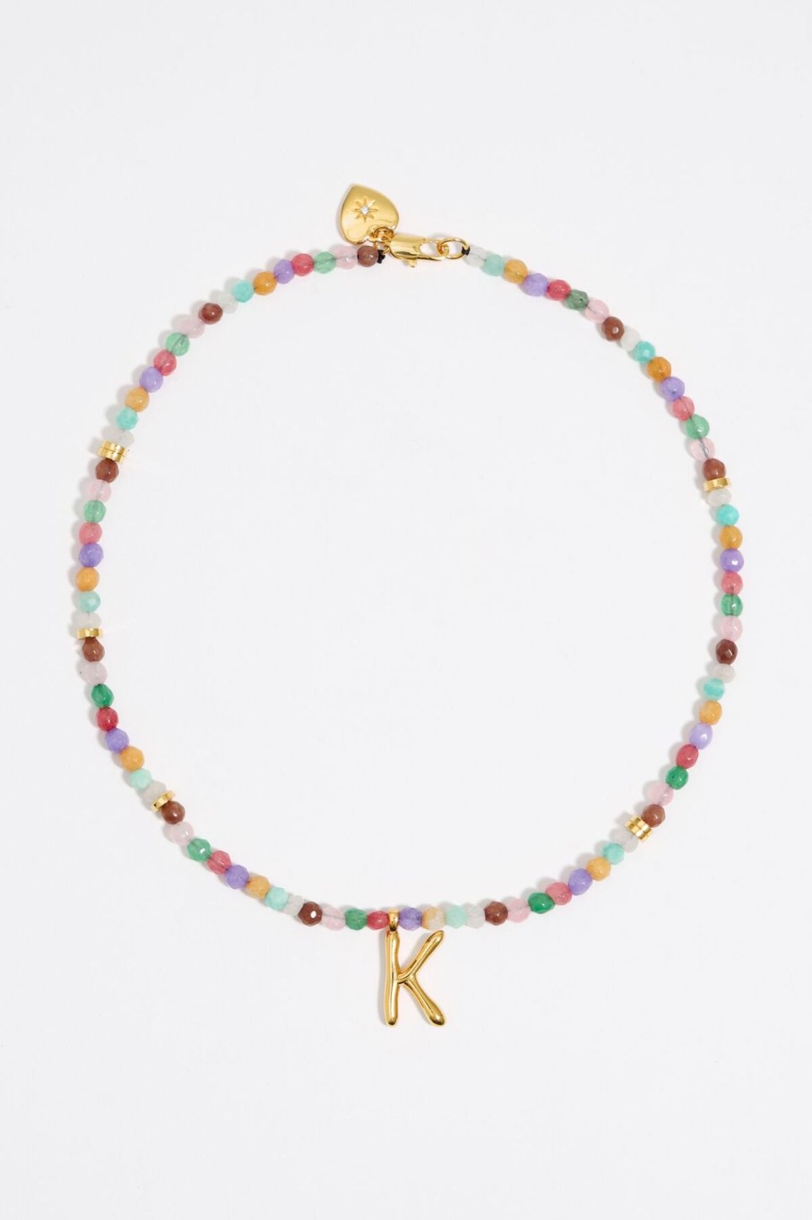 Abecedario | BIMBA Y LOLA Collar Letra K Piedras Multicolores