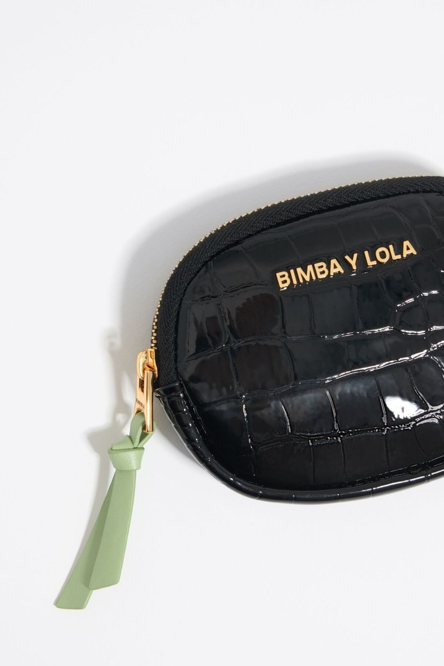 Carteras Y Monederos | BIMBA Y LOLA Monedero Ovalado Grabado Cocodrilo Negro