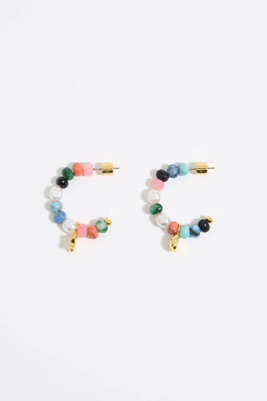 Pendientes | BIMBA Y LOLA Pendientes Aro Caracolas, Perlas Y Piedras Multicolores