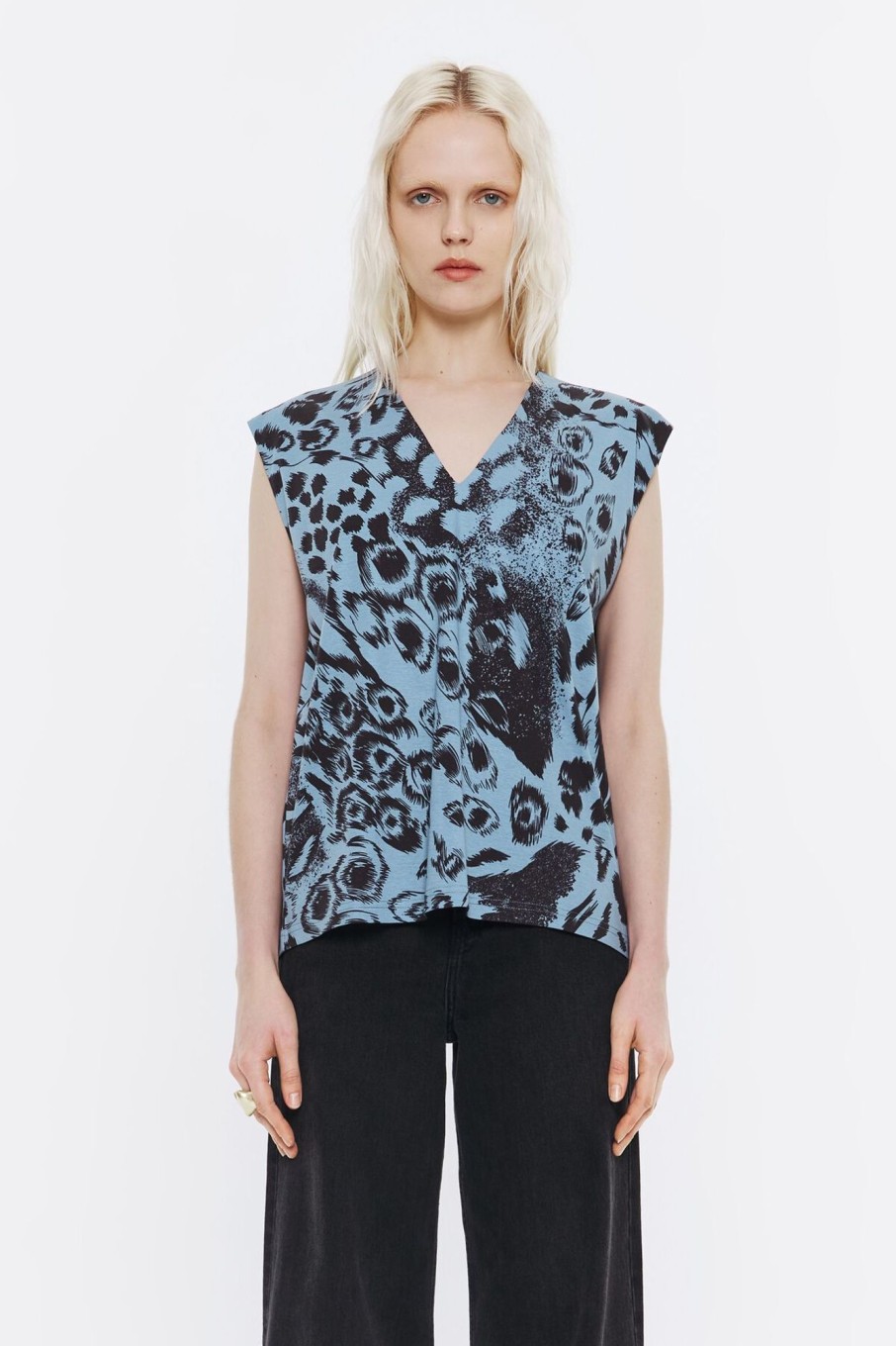 Camisetas | BIMBA Y LOLA Camiseta Recta Algodon Animal Mix Azul